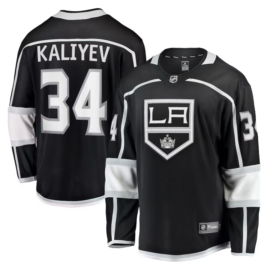Men Los Angeles Kings 34 Arthur Kaliyev Fanatics Branded Black Home Breakaway Player NHL Jersey